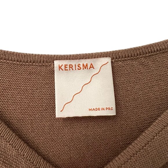 Kerisma Tan Wool Blend Long Sleeve Hi Lo Tunic Sweater Womens Size S/M - Picture 6 of 6